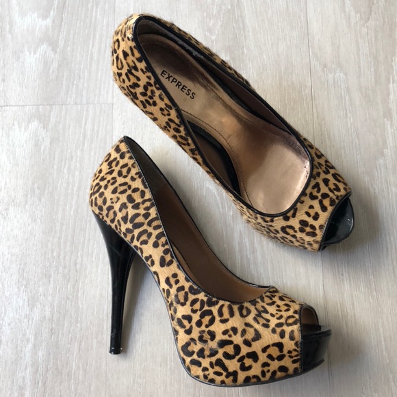 cheetah open toe heels